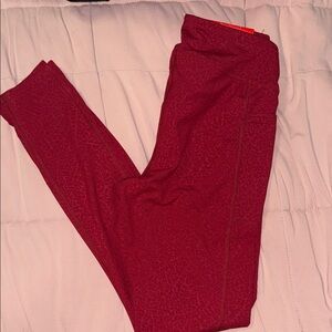 Vibrant Red Textured Leggings